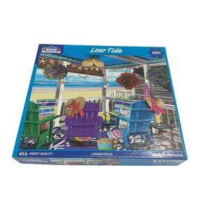White Mountain Low Tide 1000 Piece Jigsaw Puzzle Beachfront Porch Rockers